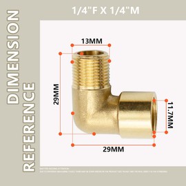 Bwintech 6 Pieces 90 Degree 1/4 Inch Female Thread to 1/4 Inch Male Thread BSP Thread Brass Angle Connector Pipe Fitting for Conversion of Pipe Connections