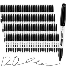 craftinova Black Ultra Fine Point Permanent Markers, Extra Fine Tip, Quick Drying and Waterproof, Fade Resistant Perfect on Paper, Glass, Metal, Plastic, Wood, Office & School Use, 120 Pack