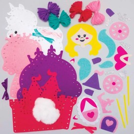 Baker Ross FE505 Princess Sewing Decoration Craft Kits - Pack of 4, Sewing Set for Children, Creative Activities for Kids, Ideal Arts and Crafts Project