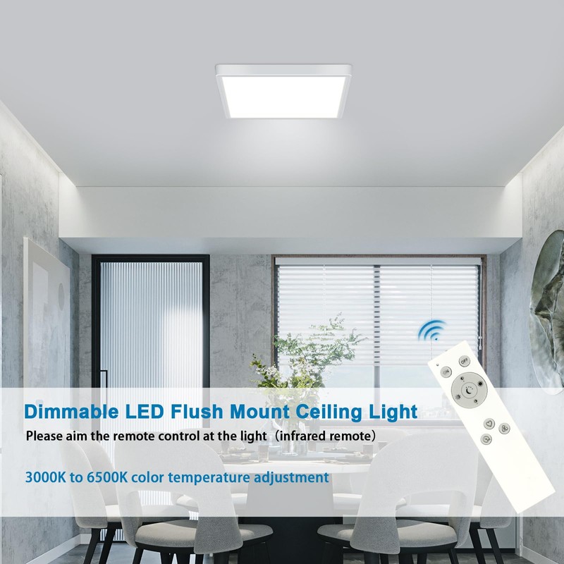 DELIPOP 12 inch Dimmable LED Flush Mount Ceiling Light Fixture