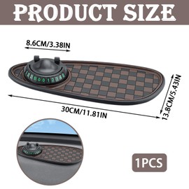 1 Pcs Car Anti Slip Mat Phone Holder, Multifunctional Car Anti Slip Mat, Strong Adsorption, Physical AntiSlip, Reusable for Phones, Keys and Gadgets (Black Brown Grid)