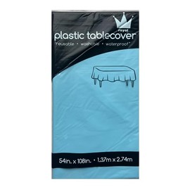 ROYAL7 3 Pack Light Blue, Rectangle Disposable Plastic Tablecloth for Picnic, Birthday, BBQ, Party, Wedding (Light Blue, Rectangle, 54in. X108in.)