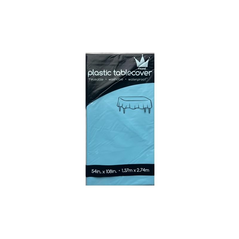ROYAL7 3 Pack Light Blue, Rectangle Disposable Plastic Tablecloth for