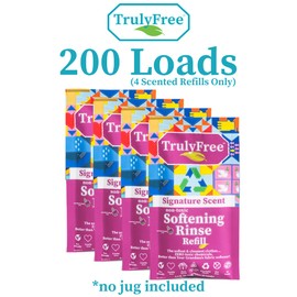 Truly Free Signature Scent Softening Rinse, Natural Fabric Softener - Plant-Based, Non-Toxic, Safe for Babies & Kids, 200 Loads (w/o Jug)