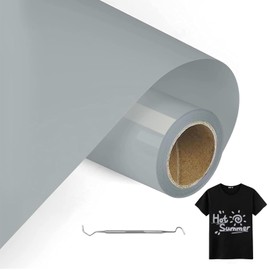MeYuxg Plotter Film Textile Grey - 30.5 cm x 6 m Plotter Film for Textile, Heat Transfer Vinyl for Cricut & Cameo - Easy to Cut & Weed for Flex Film Plotter Textile Design (Grey)