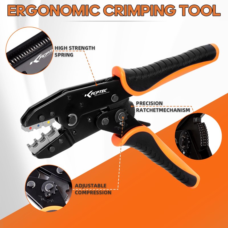 KF CPTEC 5PCS Ratchet Wire Crimping Tool Kit with Quick-Change