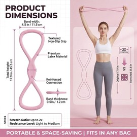 Figure 8 Resistance Bands with Non Slip Handles, 15LB Elastic Exercise Bands for Arms Shoulder Back Workout, Portable Fitness Bands for Women Men Home Gym Yoga Physical Therapy