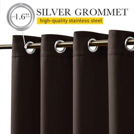 NICETOWN 2 Panels Outdoor Curtains for Patio Waterproof & Windproof, Thermal Insulated Top & Bottom Grommet & Back Tab Sun Blocking Outdoor Drapes with Fixed Rope for Gazebo, Toffee Brown, W66 x L90