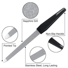 SWKJ Metal Nail Files 6 Pack, Nail Files for Natural Nails with Sapphire Grit, Professional Nails Accessories Tools for Home Salon Use, Nail File Set for Shaping Styling Natural Gel and Acrylic Nails