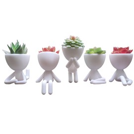 H3cho3DMexico Juego de 5 Macetas pequeñas plastico Minimalista Modernas,Exterior Interior decoración del hogar, baño, Oficina,Escritorio, impresión 3D Biodegradable ecológicas, macetas de plastico