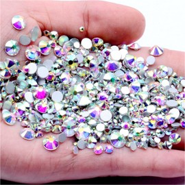 1440PCS Flatback Rhinestones Gems AB White Glass Crystal Rhinestones Gems for Nail Art/Face Decor/Craft 1.3-2.8MM