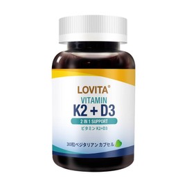 LOVITA Vitamin K2 + D3 400 IU Vitamin D3 & 120 mcg K2 2 in 1 Formula 30 Vegetarian Capsules, Lovita Vitamin K2 + D3, 400 IU Vegan, 1 Count, 30 Tablets / LOVITA 비타민 K2 + D3 400 IU 비타민 D3 & 120 mcg K2 2 in 1 포뮬러 30 채식 캡슐, Lovita 비타민 K2 + D3, 400 IU 비건, 1개, 30정
