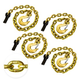 YATOINTO YATOINTO 4-Pack Grade 80 Trailer Safety Chain 36 Inch with 3/8' Clevis Snap Hook and Chain Retainer | Transport Chains WLL 25,000 lbs for Towing