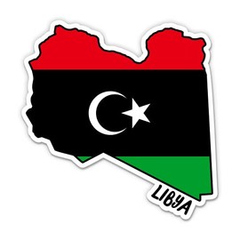Squiddy Libya Map with Flag - Vinyl Sticker for Car, Laptop, Notebook - 5"
