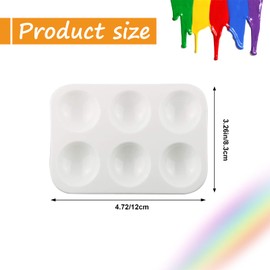 12 Pcs Paint Mixing Palette Tray, Mini Rectangular White Watercolour Palette with 6 Wells, Reusable Plastic Painting Palette for Painting Arts And Crafts Painting Craft Work Gouache| 8.3 X 12.0 cm