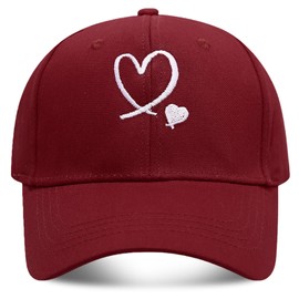 MAZELIKEHOOD Baseball Cap Adjustable Cotton Breathable Casual Unisex Heart Sport Sun Hat for Women Men Claret