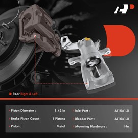 A-Premium Disc Brake Caliper Assembly Without Bracket Compatible with Select Mini Models - R52/R57/R58/R56/R55 Cooper, L4 1.6L - Rear Driver and Passenger Side, 2-PC Set