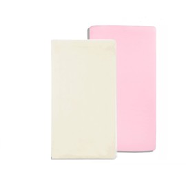 Dudu N Girlie Mini Cot Bed Sheets Fitted Cotton| Spacesaver Cot Fitted Sheets | Jersey Soft Bedsheet Hypoallergenic Elasticated Breathable Fitted Travel Cot Sheets (Pack of 2, Cream & Pink)