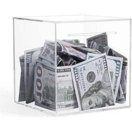 Clear Piggy Bank, Acrylic Piggy Bank for Adults Must Break to Open, Clear Acrylic Piggy Bank Unopenable for Real Money Boys Girls Birthday Gift (4.72 inch)(Lucky Home) Decor Ornaments