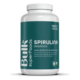 Suplemento Espirulina Orgánica 180 Cápsulas De 500 Mg 100% Natural Sin Gluten Apto Keto Bulk Superfoods