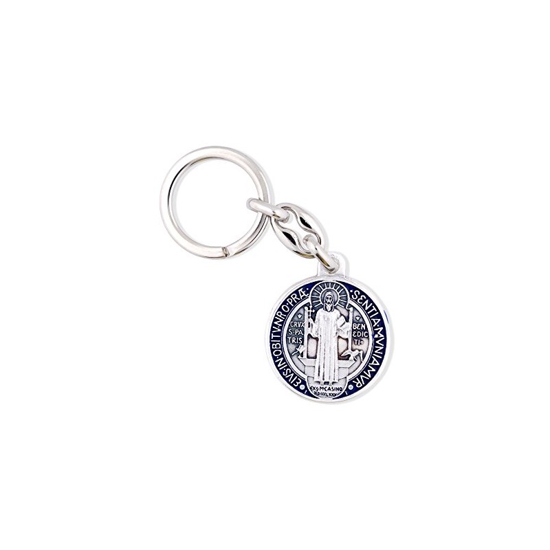 Saint Benedict Medal Key Chain with Colored Enamel