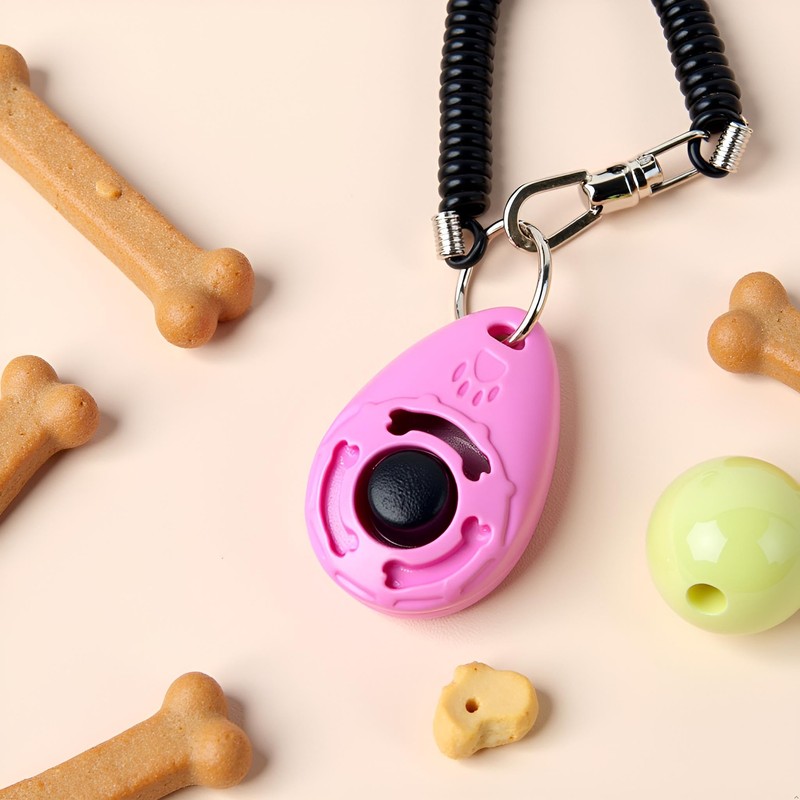 Cauaoa 1pc Pink Clicker Easy to Use with Button Dog