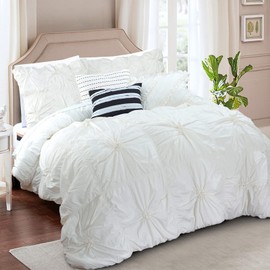 Elegant Comfort Amy 12-Piece Oversized Comforter, Bed-in-a-Bag Including 6-Piece Sheet Set Featuring Smart Pockets and Matching Decorative Pillows, Amy 12PC Oversized Comforter, Full, Ivory