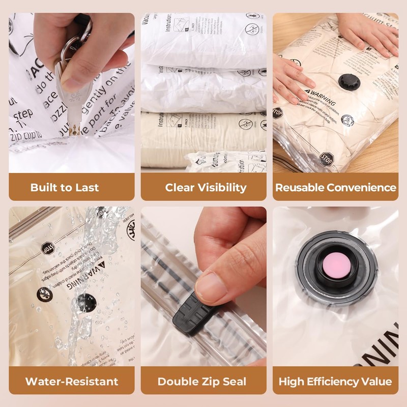 Vacuum Storage Bags, 4pcs Durable Space-Saving Bags for Clothes and