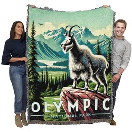 Pure Country Weavers Olympic National Park Blanket - Gift Cotton Tapestry Throw - Made in The USA - 72" x 54"