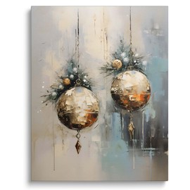 TYPTEK Christmas Canvas Wall Art Elegant Christmas Ball Ornament Pictures Print Art Festive Holiday Ornament Wall Painting Decor for Bedroom, Living Room, or Entryway Decor 20x24inch