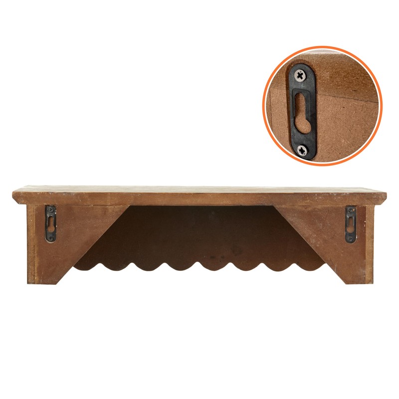 SOFE Wood Scalloped Decorative Wall Shelf, Bedroom Bathroom Kitchen Shelving