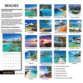 2025 Wall Calendar,Calendar 2026, July 2025 - June 2026, Wall Calendar BEACHES, 12" x 24" Opened,Full Page Months Thick & Sturdy Paper for Calendar Organizing & Planning