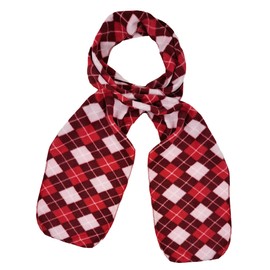 Pink Red White Argyle Print Polar Fleece Scarf Glove & Hat Set