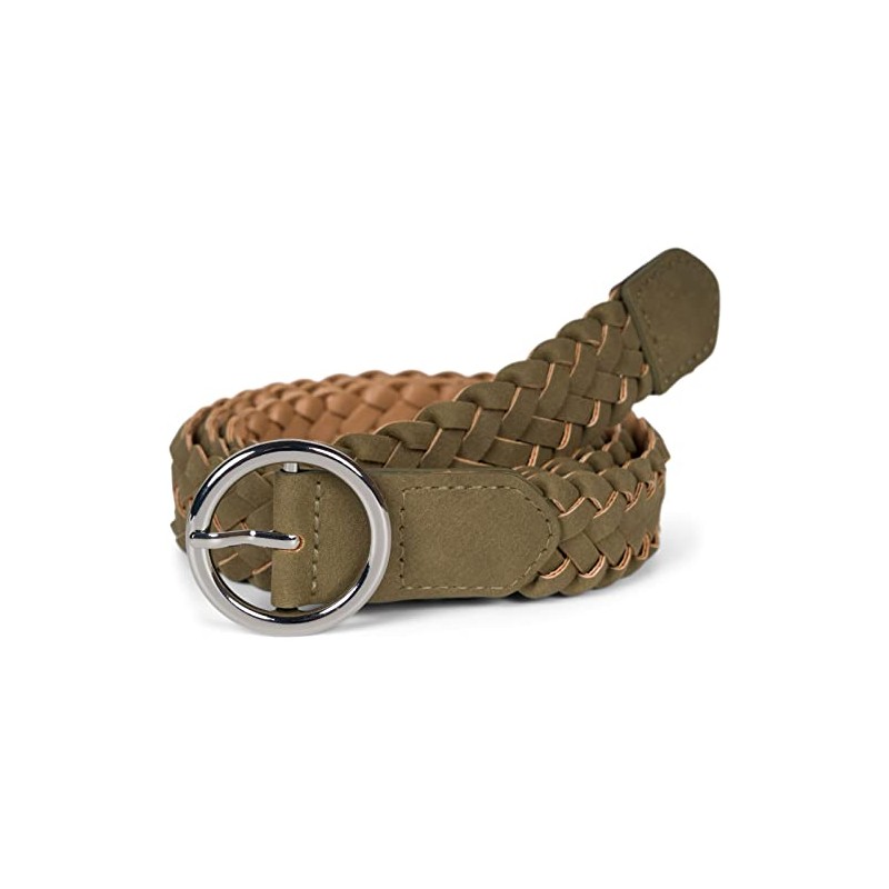 styleBREAKER 03010125 Women's Braided Belt with Round Buckle, Faux Leather,