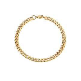 QueenBee 14K Gold Cuban Bracelet 6mm 18cm, Hypoallergenic Curb Chain Bracelet for Men, Quality 6mm Cuban Bracelet for Him, Birthday Present, Valentine’s Day & Father’s Day Jewelry