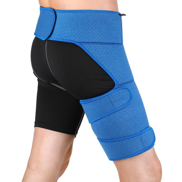 Hip Brace - Groin Compression Support for Sciatica Thigh Hamstring Quadriceps Arthritis SI Joint Injuries Hip Flexor Pulled Muscles Pain Relief Sciatic Wrap for Men Women