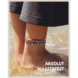 Surfer Anklet for Men and Women Colourful, Waterproof Fabric, Adjustable Anklet (16-32 cm), Boho Ethnic Ankle Bands, Cotton