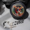 PLONKLY St Michael & St Benedict Hematite Rosary Necklace for