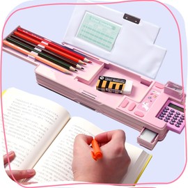 LilyBeauty Pop Up Multifunctional Case for Girls and Boys, Cute Cartoon Pen Box Organizer Stationery Pencil Sharpener Schedule School Supplies for Kids PC50, pink, Unicorn