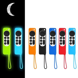 [2 Pack] Remote Cover Case for Apple TV 4K Siri Remote 3rd Gen 2022/ 2nd Gen 2021, Anti Slip Shockproof Remote Cover Case with Lanyard -Sky Blue&Orange