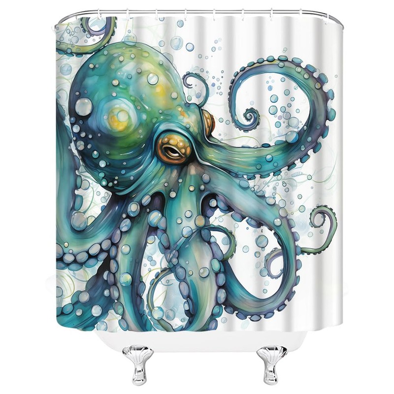 YSATNSFT Octopus Shower Curtain Funny Nautical Kraken Ocean Animals Octopus