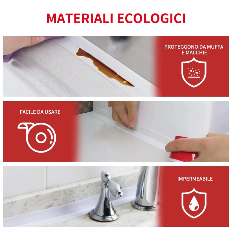 3 Piece Waterproof Sealing Tape Set, 3 Soft Skirting Board