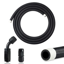 VWTNI 3FT 6AN Fuel Line Kit, 3/8 inch 6AN Fuel Hose with Hose Fitting (0 Degree and 45 Degree), CPE