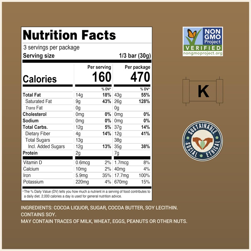 Chocolove Extra Strong Dark Chocolate Bars | 77% Cocoa |