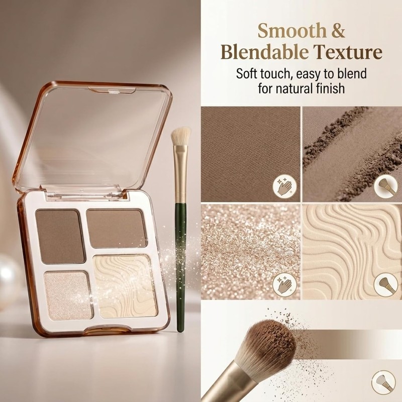 Paleta Contorno De Maquillaje 4 En 1, Resaltador, Cara Iluminador