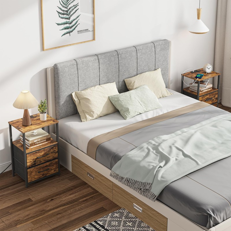 TUTOTAK End Table with Charging Station, Side Table with 2