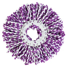 Spin Mop Head Refills Microfiber Round Spin Mop Head Replacement for Universal Spin Mop System Perfect for Home Commercial Use (Purple-white)