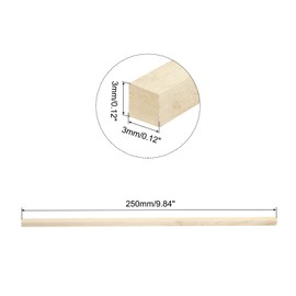 sourcing map Square Wooden Sticks, 10" x1/8" x1/8" Dowel Rod Unfinished Hardwood Stick Craft Twigs Log Stick for DIY Crafts Pack of 15