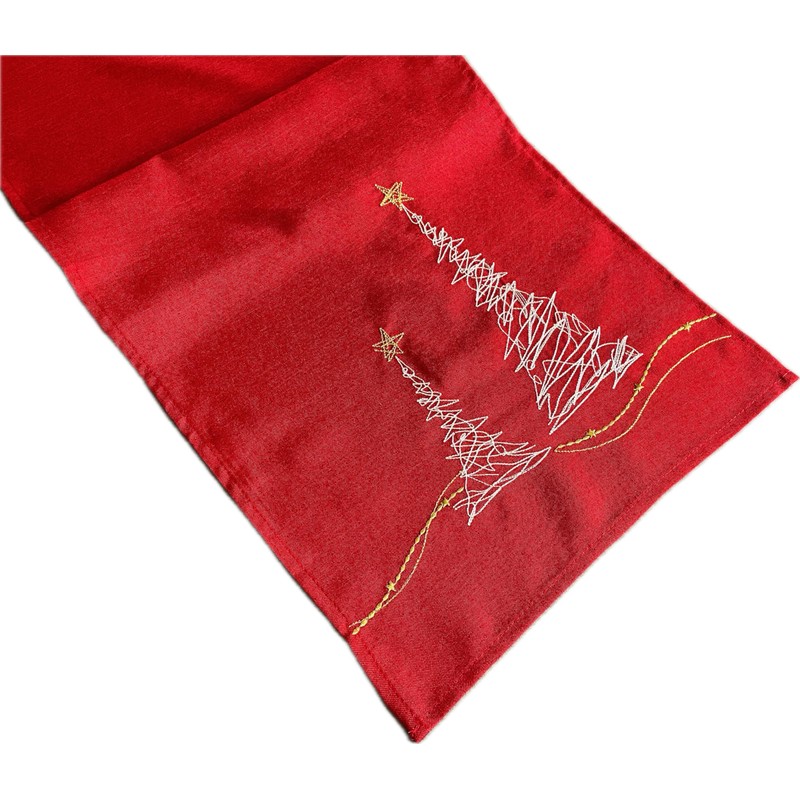 khevga Table Runner Tablecloth Christmas Modern in Grey with Embroidery