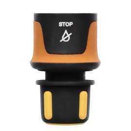 Fiskars Hose connection, universal size, diameter 9 mm (3/8 inch), SoftGrip contact points, 30 g, black/orange/yellow, STOP, 1027078